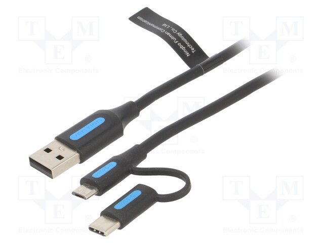 KAAPELI - USB 2.0 - 1,5M - MUSTA - CU,TINATTU - 480MBPS - ØJOH: 4MM - 3A - USB kaapelit ja adapterit - CQDBG - 1