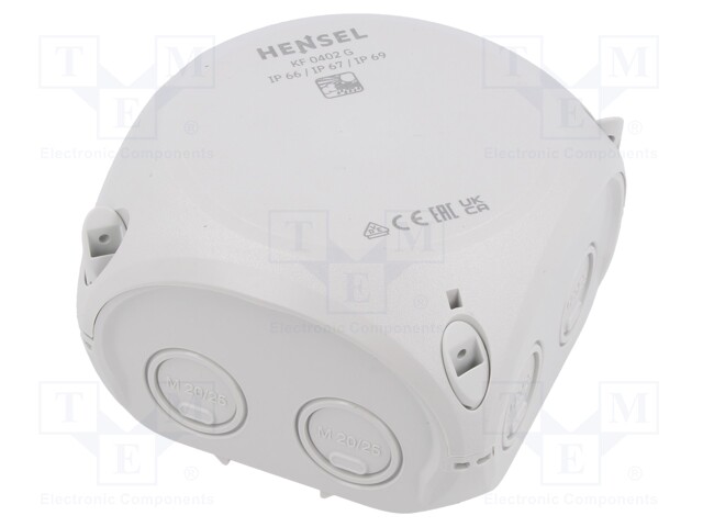 KYTKENTÄRASIA - X: 104MM - Y: 104MM - Z: 70MM - IP66,IP67 - HARMA - Kytkentärasiat - HENSEL-KF-0402-G - 1