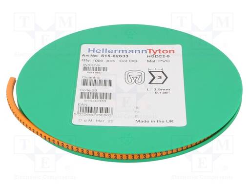 MERKIT - MERKINTÄ: 3 - 2÷5MM - PVC - ORANSSI - -65÷105°C - LÄPILADOTTAVA - Kaapeleiden merkintä - HGDC2-53-PVC-OG - 1