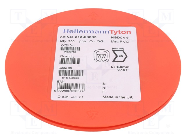 MERKIT - MERKINTÄ: 3 - 4÷9MM - PVC - ORANSSI - -65÷105°C - LÄPILADOTTAVA - Kaapeleiden merkintä - HGDC4-93-PVC-OG - 1