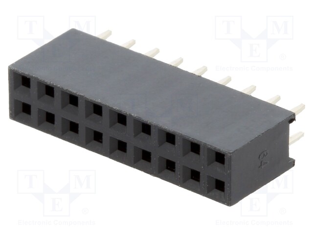 PIIKKIRIMA NAARAS - NAARAS - PIN: 18 - SUORA - 2,54MM - THT - 2X9 - KULLATTU - Piikkirimaliittimet - ZL262-18DG - 1