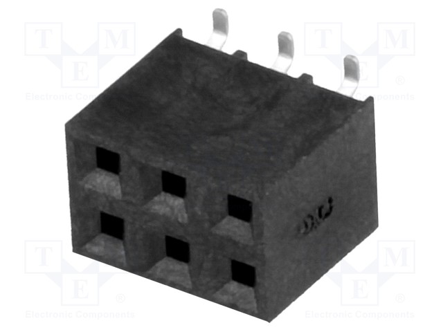 PIIKKIRIMA NAARAS - NAARAS - PIN: 6 - PYSTYSUORA - 2,54MM - SMT - 2X3 - Piikkirimaliittimet - ZL264-6DG - 1