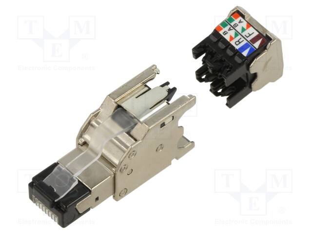 LIITIN: RJ45 - PISTOKE - PIN: 8 - CAT: 6A - SUOJATTU - 8P8C - ØJOH: 5,8÷9MM - RJ liittimet - FPS6X88MTG - 1
