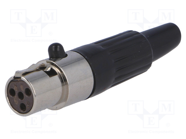 LIITIN: XLR MINI - PISTOKE - NAARAS - PIN: 4 - JOHTOON - JUOTETTAVA - XLR liittimet ja tarvikkeet - MXLR-4G - 1