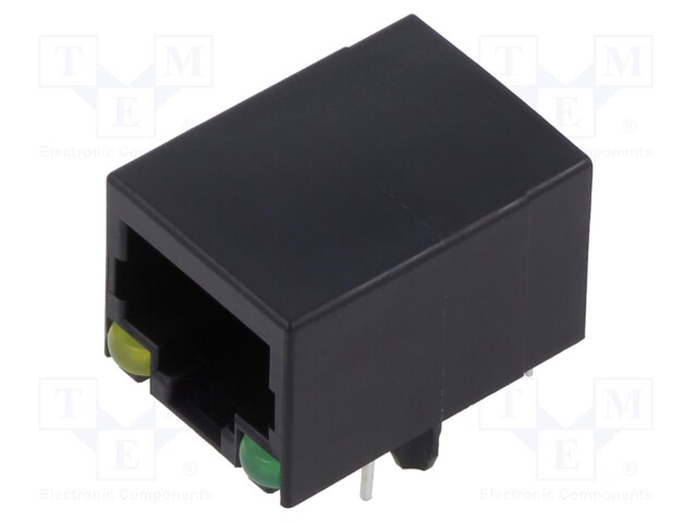 LIITIN: RJ45 - PISTORASIA - PIN: 8 - LED DIODIN KANSSA - 8P8C - THT - RJ liittimet - MTJ-88TX1-LG - 1