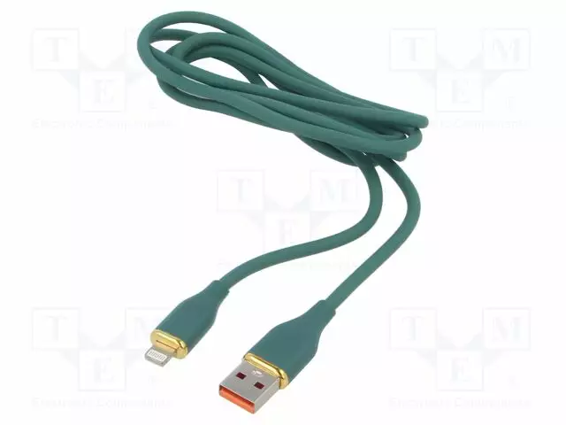 KAAPELI - CABLEXPERT - USB 2.0 - 1,5M - VIHREÄ - SILIKONI - 480MBPS - 2,1A - USB kaapelit ja adapterit - CC-USB2S-AM8PM1.5G - 1