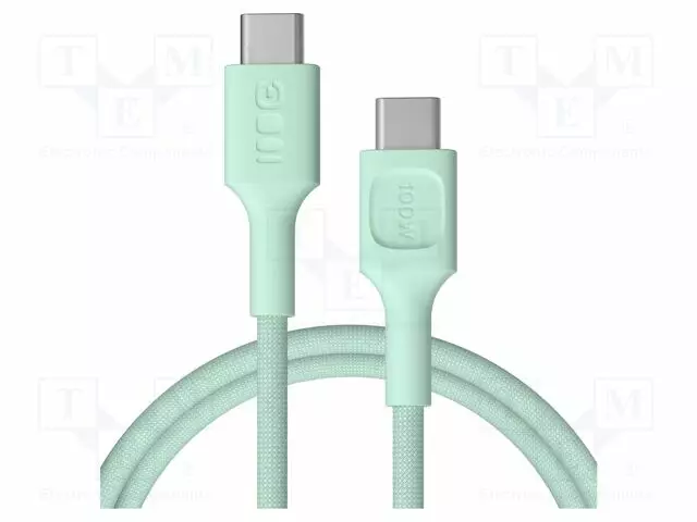 KAAPELI - USB 2.0 - USB C PISTOKE,MOLEMMIN PUOLIN - 1,2M - VIHREÄ - USB kaapelit ja adapterit - GC-KABGC100PS120MG - 1