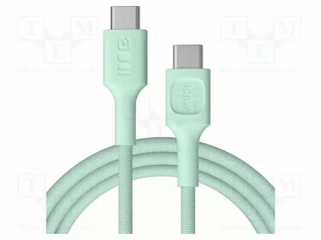 KAAPELI - USB 2.0 - USB C PISTOKE,MOLEMMIN PUOLIN - 2M - VIHREÄ - 100W - USB kaapelit ja adapterit - GC-KABGC100PS200MG - 1