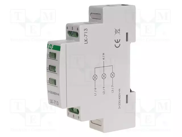 JÄNNITTEENILMAISIN - 3X230VAC - IP20 - DIN-KISKOLLE - VÄRI: VIHREÄ - Sulakeasennustarvikkeet - LK-713G - 1