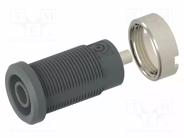 LABORATORY CONNECTOR: 4MM BANANA - SOCKET - GREY - INSULATED - Banaanijatkoliittimet - PJP3270-C-G - 1