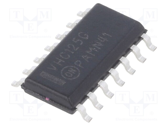 IC: DIGITAALINEN - 3-TILAINEN,BUS BUFFER - CH: 4 - IN: 2 - CMOS - SMD - Puskurit, lähettimet, ajurit - MC74VHC125DG - 1