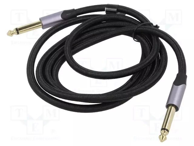 KAAPELI - JACK 6,3 MM 2PIN PISTOKE,MOLEMMIN PUOLIN - 1,5M - MUSTA - Muut audio-videokaapelit - BASHG - 1