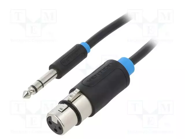 KAAPELI - JACK 6,3 MM 3PIN PISTOKE,XLR NAARAS 3PIN - 1,5M - MUSTA - Muut audio-videokaapelit - BBEBG - 1