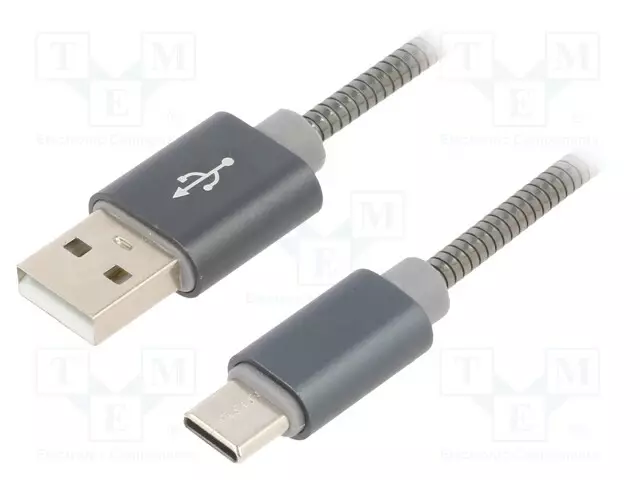 KAAPELI - USB 2.0 - USB A PISTOKE,USB C PISTOKE - 2M - HARMAA - USB kaapelit ja adapterit - CC-USB2S-AMCM-2BG - 1