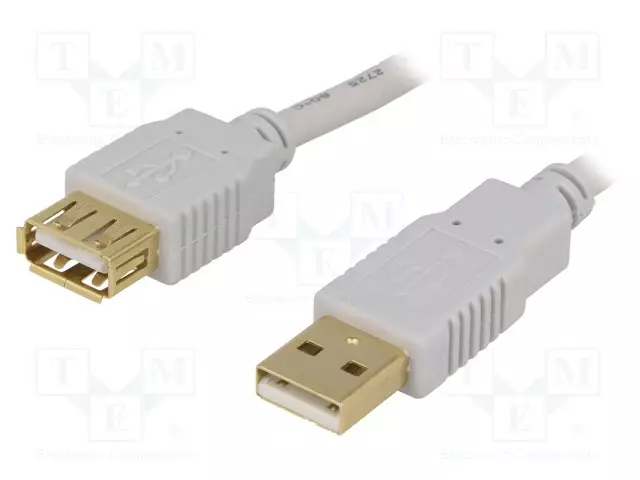 KAAPELI - USB 2.0 - USB A RASIA,USB A PISTOKE - KULLATTU - 1,8M - CCA - USB kaapelit ja adapterit - CAB-USB2AAF1.8G-G - 1
