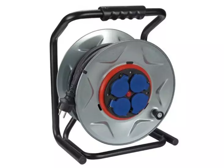 PROFESSIONAL NEOPRENE CABLE REEL WITH ANTI-TWIST SYSTEM - 40 m - 3G2.5 - 4 SOCKETS - GERMAN SOCKET - Johtokelat - ECR40NP25A-G - 1