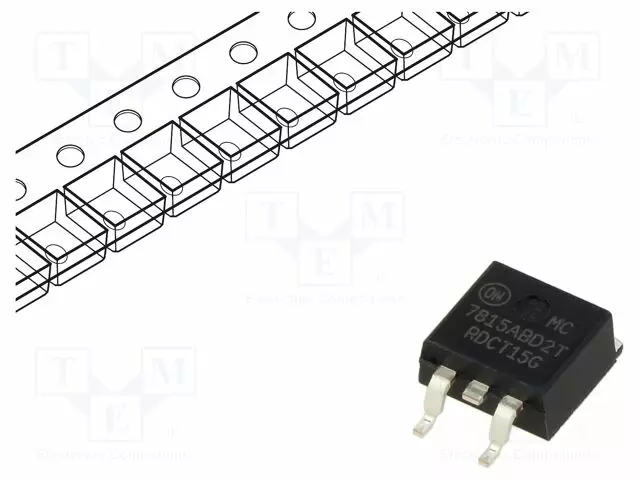 REGULAATTORI KIINTEÄ JÄNNITE - 15V - 1A - SMD - Regulaattorit kiinteällä jännitteellä - MC7815ABD2TR4G - 1