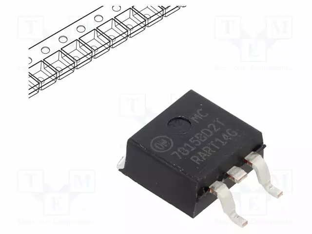 REGULAATTORI KIINTEÄ JÄNNITE - 15V - 1A - SMD - Regulaattorit kiinteällä jännitteellä - MC7815BD2TR4G - 1