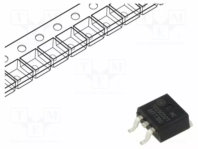 REGULAATTORI KIINTEÄ JÄNNITE - 15V - 1A - SMD - Regulaattorit kiinteällä jännitteellä - MC7815CD2TR4G - 1