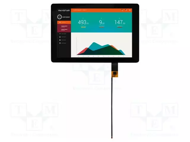 TFT NÄYTTÖ - 10,1" - 1280X800 - VALAISTUS: LED - RGB - LIITÄNTÄ: LVDS - TFT-näytöt - RFK1010K-AYW-LNG - 1