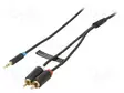 KAAPELI - JACK 3,5MM 3PIN PISTOKE,RCA-PISTOKE X2 - 2M - MUSTA - PVC - Muut audio-videokaapelit - BCLBH - 1