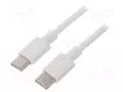KAAPELI - USB 2.0 - USB C PISTOKE,MOLEMMIN PUOLIN - 2M - VALKOINEN - USB kaapelit ja adapterit - 2USB.C-2.0WH - 1