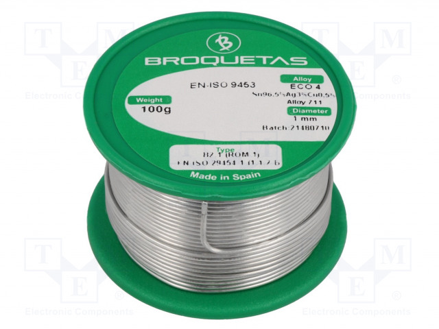 LYIJYTÖN TINA - SN96,5AG3CU0,5 - 1MM - 0,1KG - KELA - 217÷220°C - Juotostinat ja muut juotosaineet - ECO4-1001H - 1