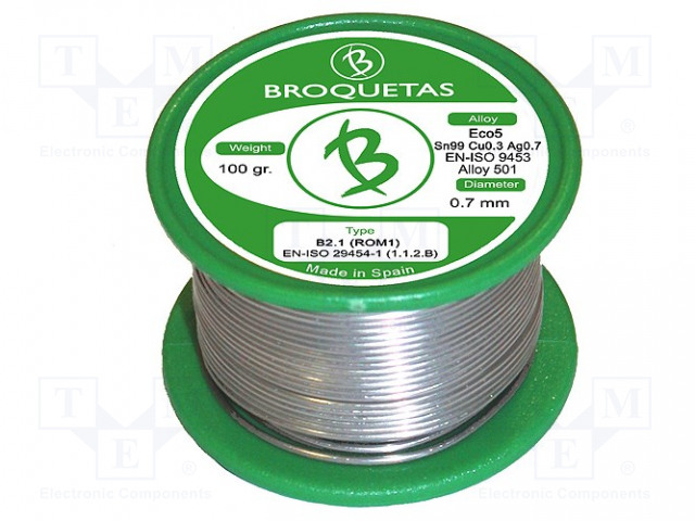 LYIJYTÖN TINA - SN99CU0,7AG0,3 - 0,7MM - 0,1KG - KELA - 217÷227°C - Juotostinat ja muut juotosaineet - ECO5-0701H - 1