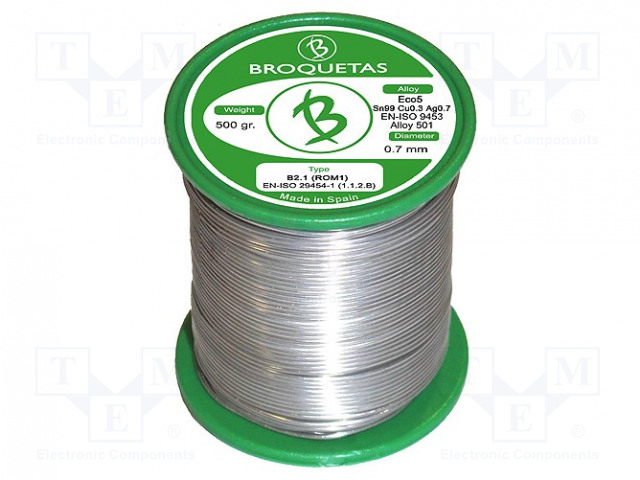 LYIJYTÖN TINA - SN99CU0,7AG0,3 - 0,7MM - 0,5KG - KELA - 217÷227°C - Juotostinat ja muut juotosaineet - ECO5-0705H - 1