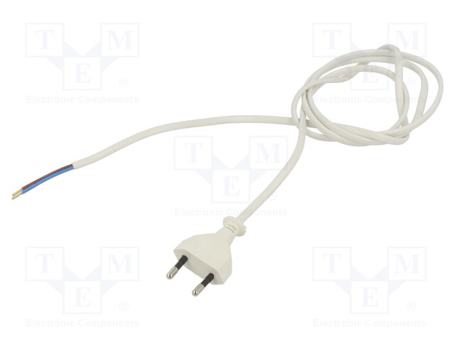 KAAPELI - 2X0,75MM2 - CEE 7/16 (C) PISTOKE,JOHDOT - PVC - 3M - 2,5A - Tietokone- ja laitejohdot - WJ-11-2073WH - 1