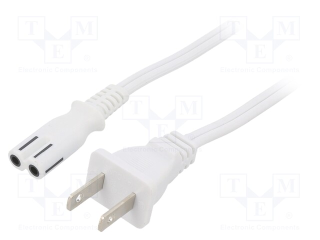 KAAPELI - 2X18AWG - IEC C7 NAARAS-NEMA 1-15 (A) PISTOKE - PVC - 1M - Tietokone- ja  laitejohdot - SN36-2181WH - 1