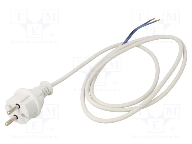 KAAPELI - 2X1MM2 - CEE 7/17 (C) PISTOKE,JOHDOT - PVC - 1,5M - 16A - 250V - Tietokone- ja laitejohdot - WJ-24-2101.5WH - 1