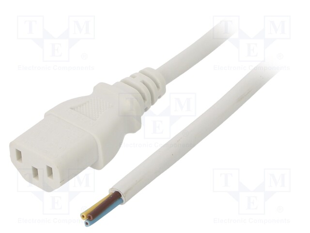 KAAPELI - 3X0,75MM2 - IEC C13 NAARAS-JOHDOT - PVC - 1M - VALKOINEN - Tietokone- ja  laitejohdot - SN31-3071WH - 1
