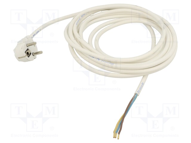 KAAPELI - 3X1MM2 - CEE 7/7 (E/F) KULMAPISTOKE,JOHDOT - PVC - 3M - 16A - Tietokone- ja  laitejohdot - WJ-22-3103WH - 1