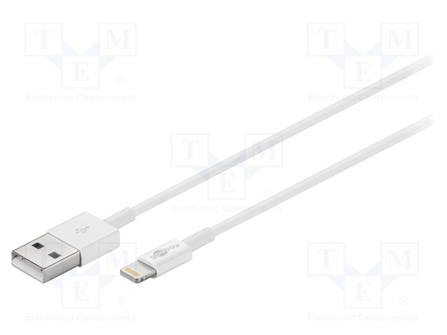 KAAPELI - USB 2.0 - APPLE LIGHTNING-PISTOKE,USB A PISTOKE - 0,5M - USB kaapelit ja adapterit - USB-LIGHT0.5WH - 1