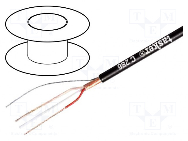 MIKROFONIKAAPELI-2X0,22MM2 - VALKOINEN - OFC - -15÷70°C - ØJOH: 3,8MM - Mikrofonikaapelit - TAS-C286WH - 1