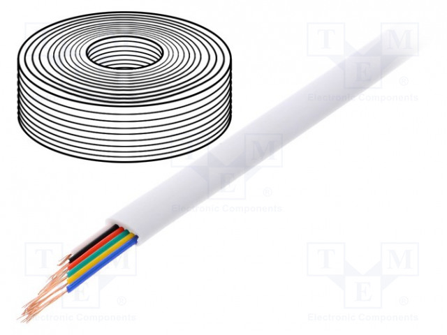 PUHELINKAAPELI - 6X28AWG - LANKA - VALKOINEN -20÷60°C - Puhelinkaapelit - TEL-0034-100WH - 1