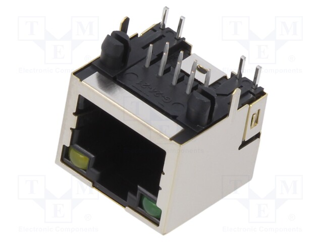 LIITIN: RJ45 - PISTORASIA - PIN: 8 - SUOJATTU,LED DIODIN KANSSA - 8P8C - RJ liittimet - MTJ88ARX1FSMPGLH - 1