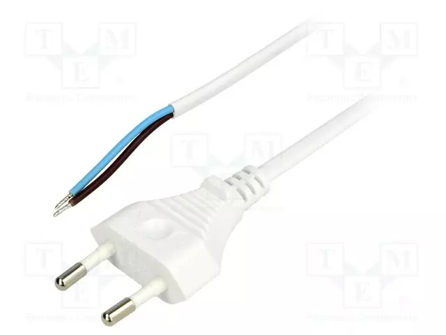 KAAPELI - 2X0,75MM2 - CEE 7/16 (C) PISTOKE,JOHDOT - PVC - 2,5M - 2,5A - Tietokone- ja  laitejohdot - S1-2072.5WH - 1