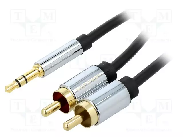 KAAPELI - JACK 3,5MM 3PIN PISTOKE,RCA-PISTOKE X2 - 2M - MUSTA - PVC - Muut audio-videokaapelit - BCFBH - 1