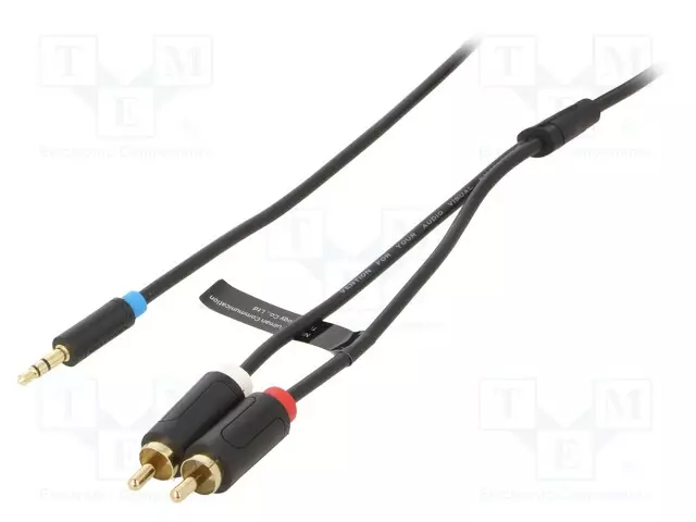 KAAPELI - JACK 3,5MM 3PIN PISTOKE,RCA-PISTOKE X2 - 2M - MUSTA - PVC - Muut audio-videokaapelit - BCLBH - 1