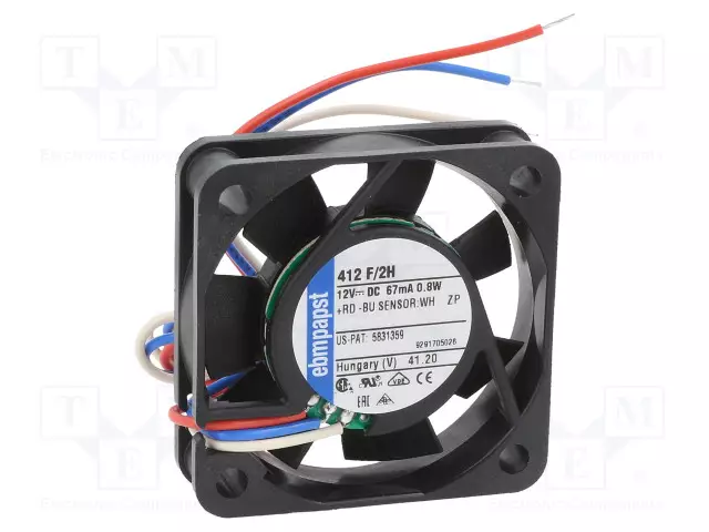 LAITETUULETIN - DC - 12VDC - 40X40X10MM - 8,88M3/H - 26DBA - DC 12V tuulettimet - 412F2H - 1