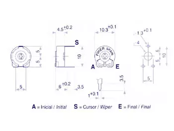 TRIMMERIPOTENTIOMETRI PIHER 10K (PIENI VAAKAMALLI) - Cermet trimmerit - K010SH - 1
