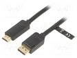 KAAPELI - DISPLAYPORT-PISTOKE,HDMI-PISTOKE - PIT: 3M - MUSTA - 30AWG - HDMI, DVI, DisplayPort johdot - HAGBI - 1