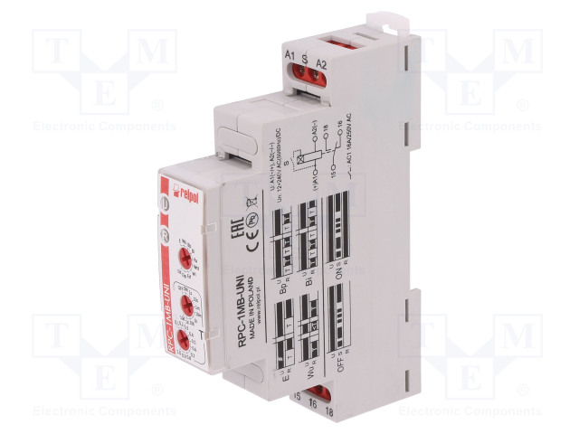 1S÷10 PÄIVÄÄ - SPDT - 250VAC/16A,24VDC/16A - UVIRT: 12÷240VAC - RPC - Aikareleet ja ajastimet - RPC-1MB-UNI - 1