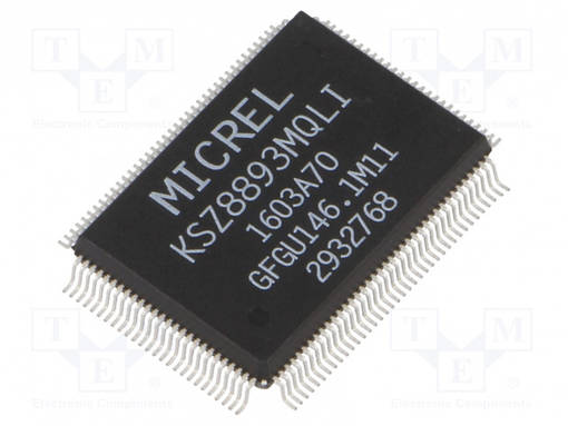 IC: ETHERNET SWITCH - 10/100BASE-T - MDC,MDI,MDI-X,MDIO,MII - Mikropiirit - ETHERNET liitäntä - KSZ8893MQLI - 1