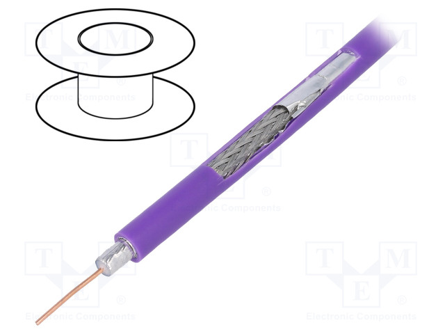 KOAKSIAALIKAAPELI - RG59 - RAUTACU - PVC - VIOLETTI - Koaksiaalikaapelit - RG59-CU-VI - 1