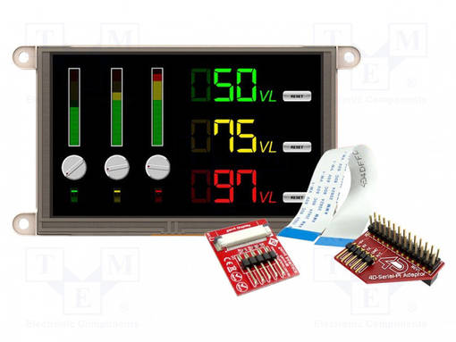 TFT NÄYTTÖ - 5" - 800X480 - 32KBRAM,192KBFLASH - 460CD/M2 - ULCD - 5VDC - Älykkäät näytöt - GEN4-ULCD-50D-PI - 1