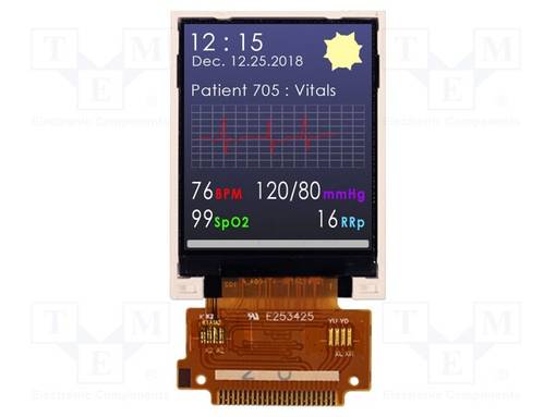 TFT NÄYTTÖ - 1,8" - 128X160 - VALAISTUS: LED - KOOT: 34,7X46,75X2,25MM - TFT-näytöt - NHD-1.8128160EF-CI - 1