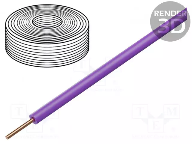 JOHTO - H05V-U - 0,5MM2 - RAUTACU - PVC - VIOLETTI - 300V,500V - Monisäikeiset asennuskaapelit - H05V-U-050-VI - 1